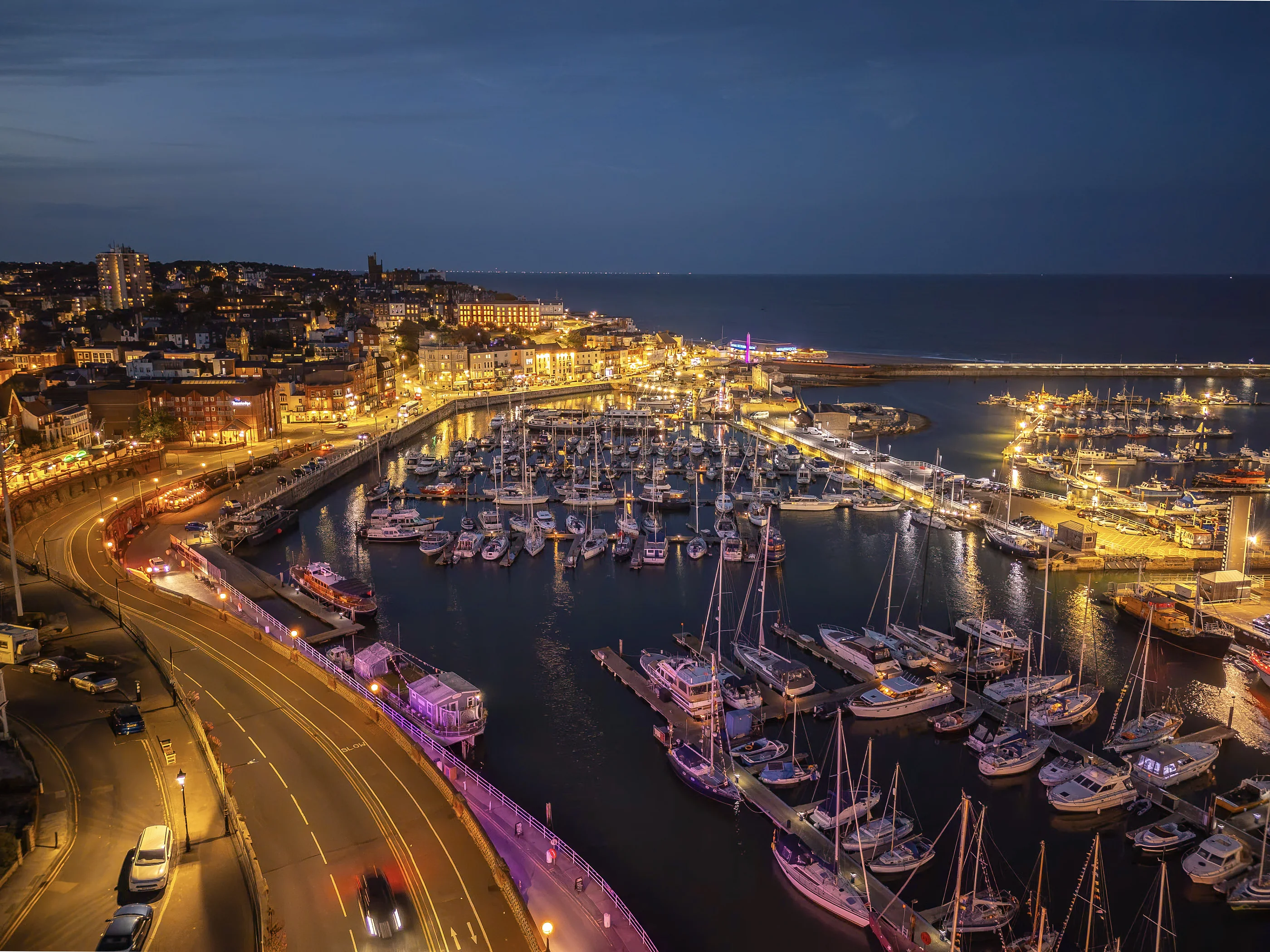 Ramsgate Royal Harbour at night