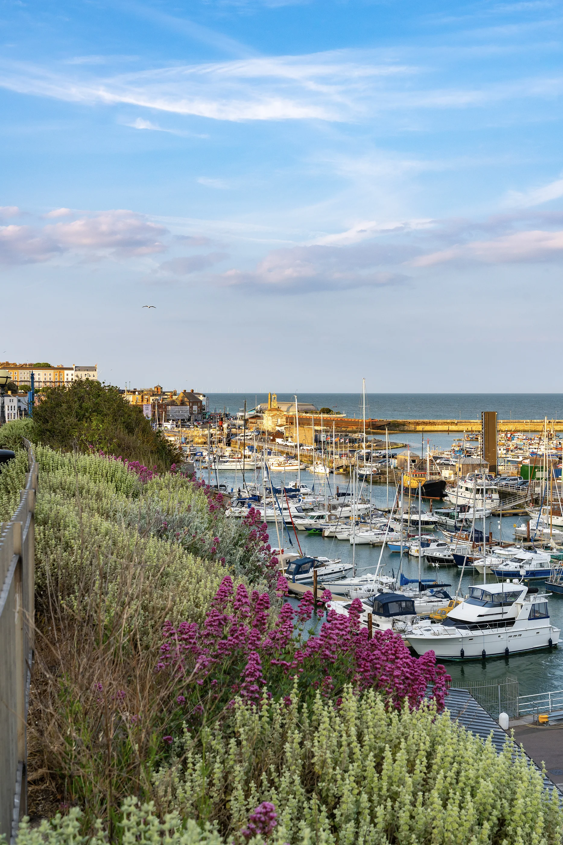 Royal Ramsgate Marina seen from the clifftop gardens